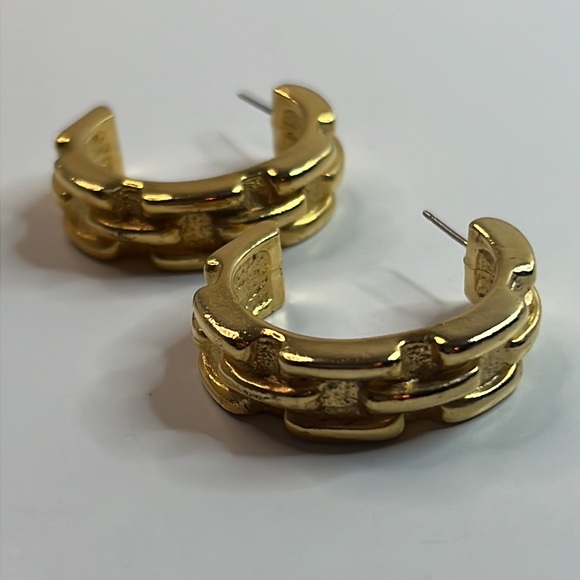 Vintage Givenchy Chunky Cuff Partial Hoop Pierced Earrings - Picture 7 of 9